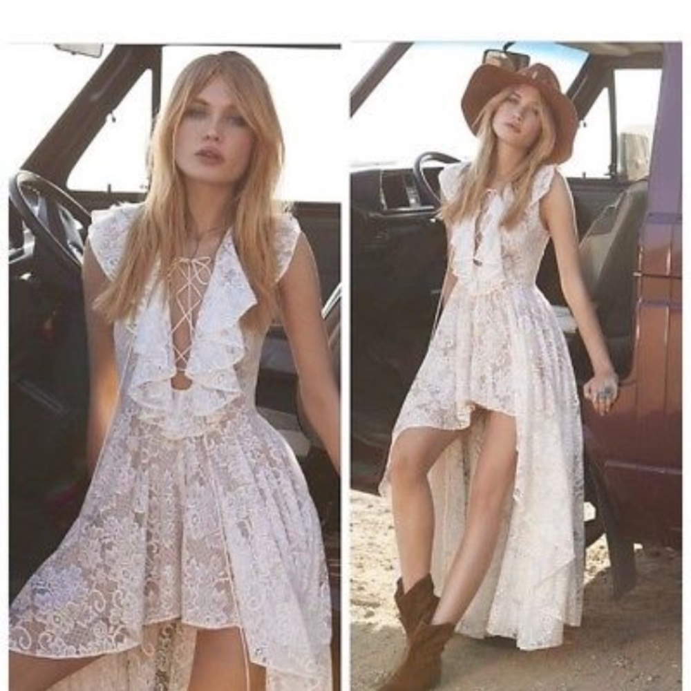 JetSet Diaries Goddess Lace up Hi- Lo dress